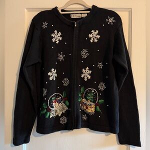 Vintage B.P. Design Ugly Christmas Cardigan Sweater Snowman Medium